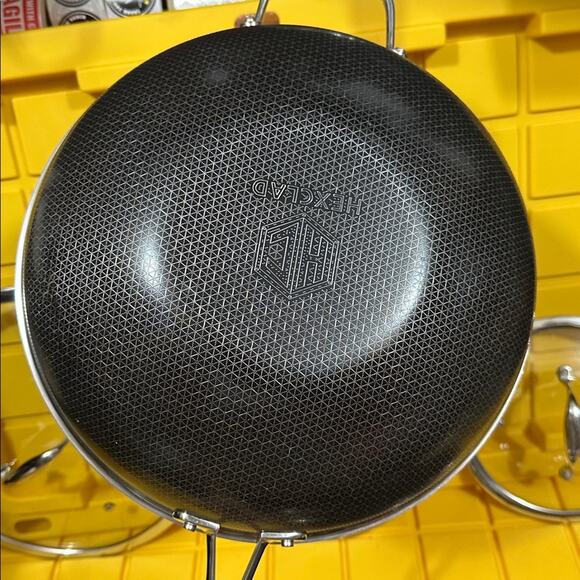 HEXCLAD 7 Piece Nonstick Stainless Steel Frying Pan Set 8 10 12" Lids Wok M $600 - Picture 4 of 10